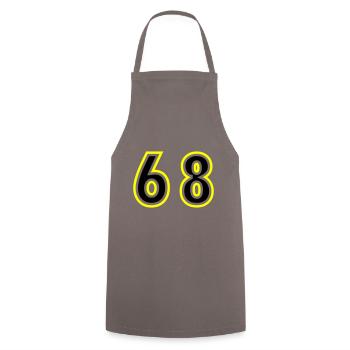 68 Zahl College - Kochschürze - Grau - Vorne - AI Model Male 185 dark (185cm)