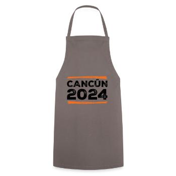Cancun 2024 Saying - Cooking Apron - grey - Front - AI Model Male 185 dark (185cm)