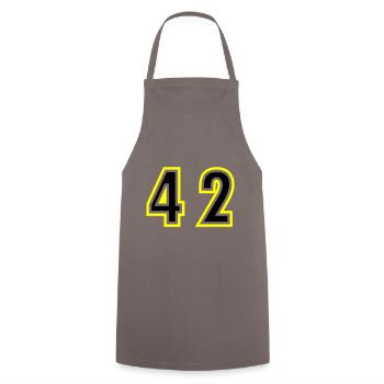 42 Number College - Cooking Apron - grey - Front - AI Model Male 185 dark (185cm)