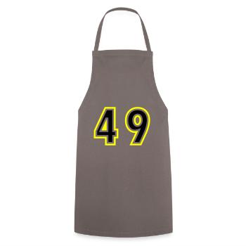 49 Zahl College - Kochschürze - Grau - Vorne - AI Model Male 185 dark (185cm)