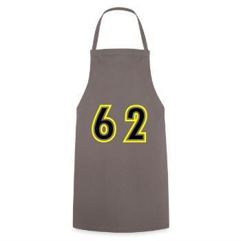 62 Zahl College - Kochschürze - Grau - Vorne - AI Model Male 185 dark (185cm)