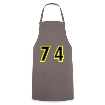 74 Number College - Cooking Apron - grey - Front - AI Model Male 185 dark (185cm)