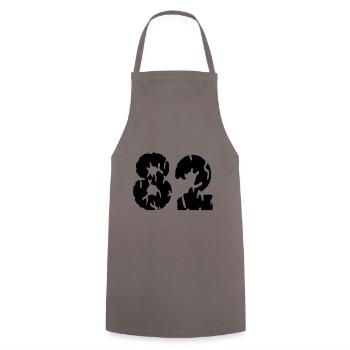 82 Maillot numéro - Tablier de cuisine - gris - Devant - AI Model Male 185 dark (185cm)