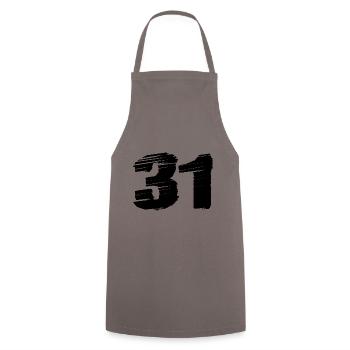 31 Zahl Trikot - Kochschürze - Grau - Vorne - AI Model Male 185 dark (185cm)