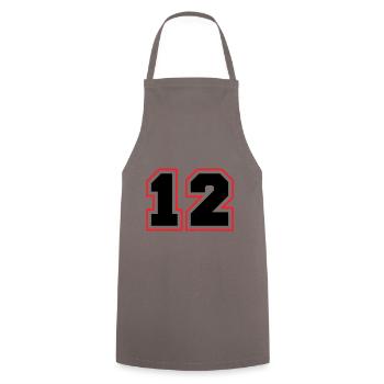 12 symbole de nombre - Tablier de cuisine - gris - Devant - AI Model Male 185 dark (185cm)