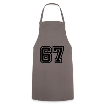 67 number symbol - Cooking Apron - grey - Front - AI Model Male 185 dark (185cm)