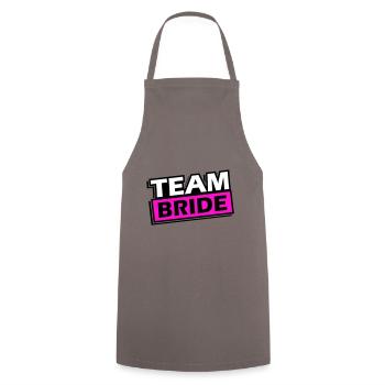 Team Bride Wedding Saying - Cooking Apron - grey - Front - AI Model Male 185 dark (185cm)