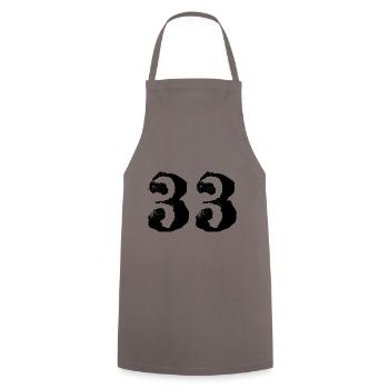 33 Zahl Trikot - Kochschürze - Grau - Vorne - AI Model Male 185 dark (185cm)