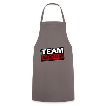 Team Groom Wedding Saying - Cooking Apron - grey - Front - AI Model Male 185 dark (185cm)