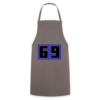 69 Zahl Symbol - Kochschürze - Grau - Vorne - AI Model Male 185 dark (185cm)