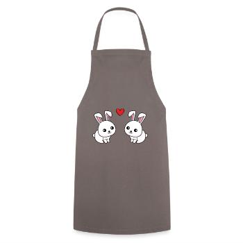 Rabbit Comic Couple Love - Cooking Apron - grey - Front - AI Model Male 185 dark (185cm)