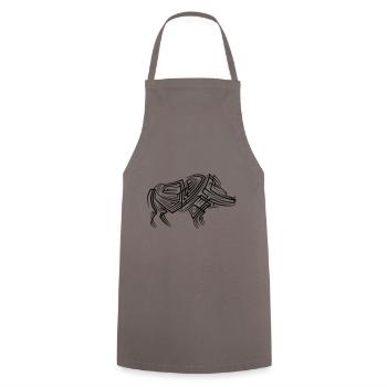 Wildschwein Tribal Tattoo - Kochschürze - Grau - Vorne - AI Model Male 185 dark (185cm)
