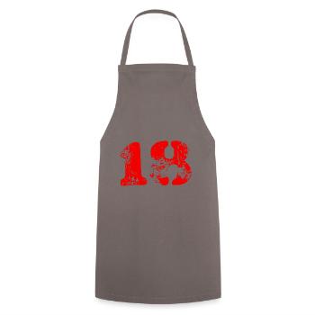 18 Zahl Symbol - Kochschürze - Grau - Vorne - AI Model Male 185 dark (185cm)