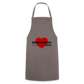Indonesia 2024 Heart Love - Cooking Apron - grey - Front - AI Model Male 185 dark (185cm)
