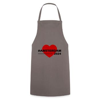 Amsterdam 2024 Coeur Amour - Tablier de cuisine - gris - Devant - AI Model Male 185 dark (185cm)