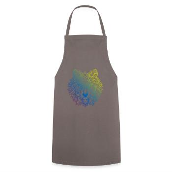 Wolf Mandala Boho - Tablier de cuisine - gris - Devant - AI Model Male 185 dark (185cm)