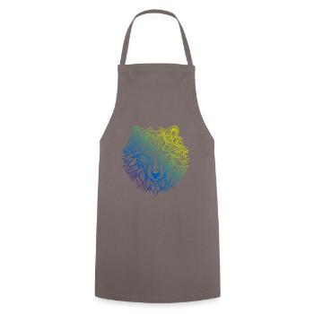 Wolf Mandala Boho - Tablier de cuisine - gris - Devant - AI Model Male 185 dark (185cm)