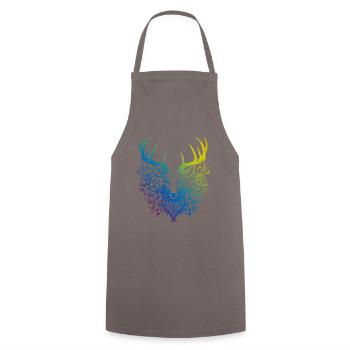 Hirsch Mandala Boho - Kochschürze - Grau - Vorne - AI Model Male 185 dark (185cm)