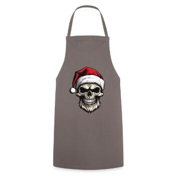 Santa Claus Skull - Cooking Apron - grey - Front - AI Model Male 185 dark (185cm)
