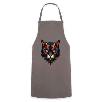 Cat Portrait - Cooking Apron - grey - Front - AI Model Male 185 dark (185cm)