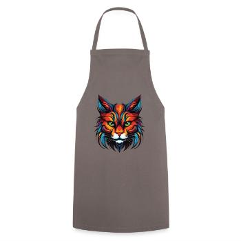Cat Portrait Head - Cooking Apron - grey - Front - AI Model Male 185 dark (185cm)
