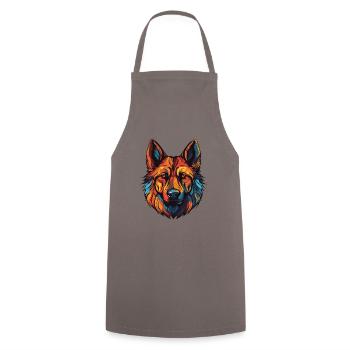 German Shepherd Dog Portrait - Cooking Apron - grey - Front - AI Model Male 185 dark (185cm)