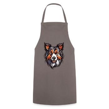 Portrait de chien Border Collie - Tablier de cuisine - gris - Devant - AI Model Male 185 dark (185cm)