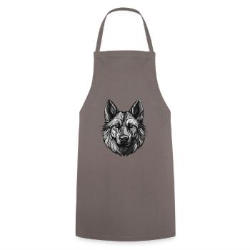 German Shepherd Dog Portrait Animal - Cooking Apron - grey - Front - AI Model Male 185 dark (185cm)