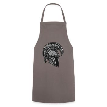 Spartan Warrior Sparta Helmet - Cooking Apron - grey - Front - AI Model Male 185 dark (185cm)