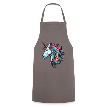 Unicorn Head - Cooking Apron - grey - Front - AI Model Male 185 dark (185cm)