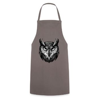 Portrait de hibou - Tablier de cuisine - gris - Devant - AI Model Male 185 dark (185cm)