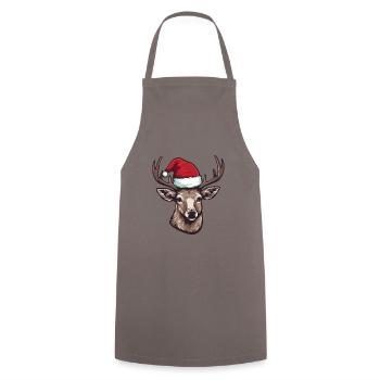 Hirsch Porträt Weihnachten - Kochschürze - Grau - Vorne - AI Model Male 185 dark (185cm)