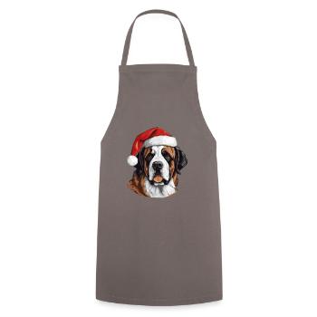 Portrait de Noël tête de chien Saint Bernand - Tablier de cuisine - gris - Devant - AI Model Male 185 dark (185cm)