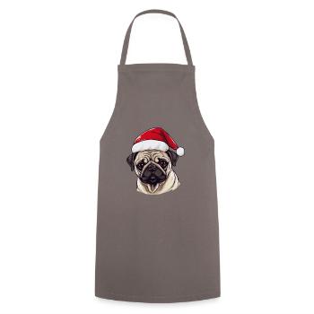 Pug Dog Pug Christmas Funny Xmas - Cooking Apron - grey - Front - AI Model Male 185 dark (185cm)