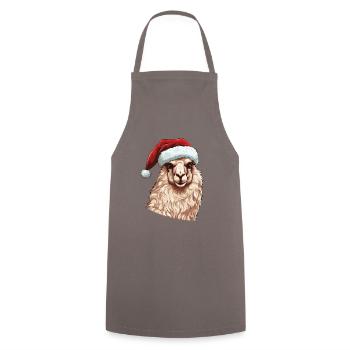 Alpaka Weihnachten Porträt Llama Xmas - Kochschürze - Grau - Vorne - AI Model Male 185 dark (185cm)
