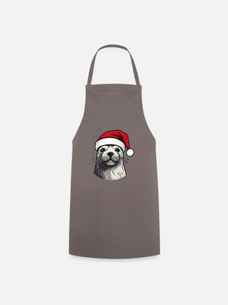 Robbe Seehund Weihnachten Tier Porträt Xmas - Kochschürze - Grau