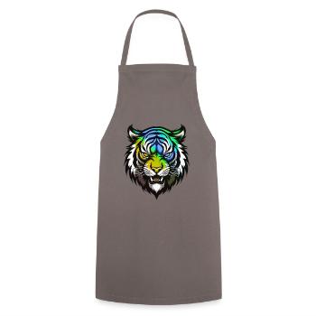 Tiger Head Colorful - Cooking Apron - grey - Front - AI Model Male 185 dark (185cm)