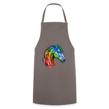 Pferd Kopf Bunt - Kochschürze - Grau - Vorne - AI Model Male 185 dark (185cm)