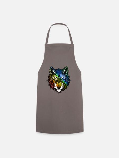 Wolf Kopf Bunt - Kochschürze - Grau