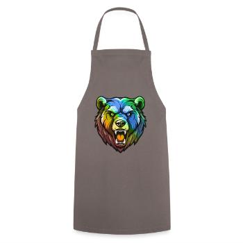 Bear Head Colorful - Cooking Apron - grey - Front - AI Model Male 185 dark (185cm)