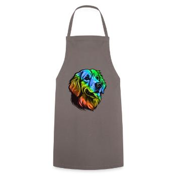 Golden Retriever Dog Head Colorful - Cooking Apron - grey - Front - AI Model Male 185 dark (185cm)
