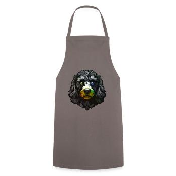 Pudel Hund Kopf Bunt - Kochschürze - Grau - Vorne - AI Model Male 185 dark (185cm)