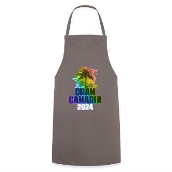 Gran Canaria 2024 Holiday Palm Trees Colorful - Cooking Apron - grey - Front - AI Model Male 185 dark (185cm)