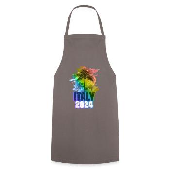 Italie 2024 Vacances Palmiers Colorés - Tablier de cuisine - gris - Devant - AI Model Male 185 dark (185cm)