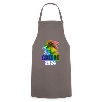 Grèce 2024 Vacances Palmiers Multicolores - Tablier de cuisine - gris - Devant - AI Model Male 185 dark (185cm)