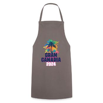 Gran Canaria 2024 Urlaub Palmen Klecks - Kochschürze - Grau - Vorne - AI Model Male 185 dark (185cm)