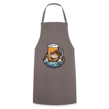 Bière de pêche - Tablier de cuisine - gris - Devant - AI Model Male 185 dark (185cm)