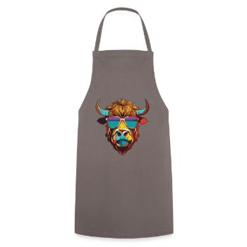 Bull Head Portrait Cool Taurus - Cooking Apron - grey - Front - AI Model Male 185 dark (185cm)