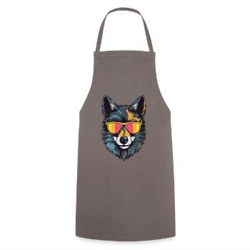 Portrait de tête de loup Cool - Tablier de cuisine - gris - Devant - AI Model Male 185 dark (185cm)