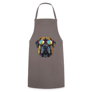 Mastiff Dog Head Portrait Cool - Cooking Apron - grey - Front - AI Model Male 185 dark (185cm)